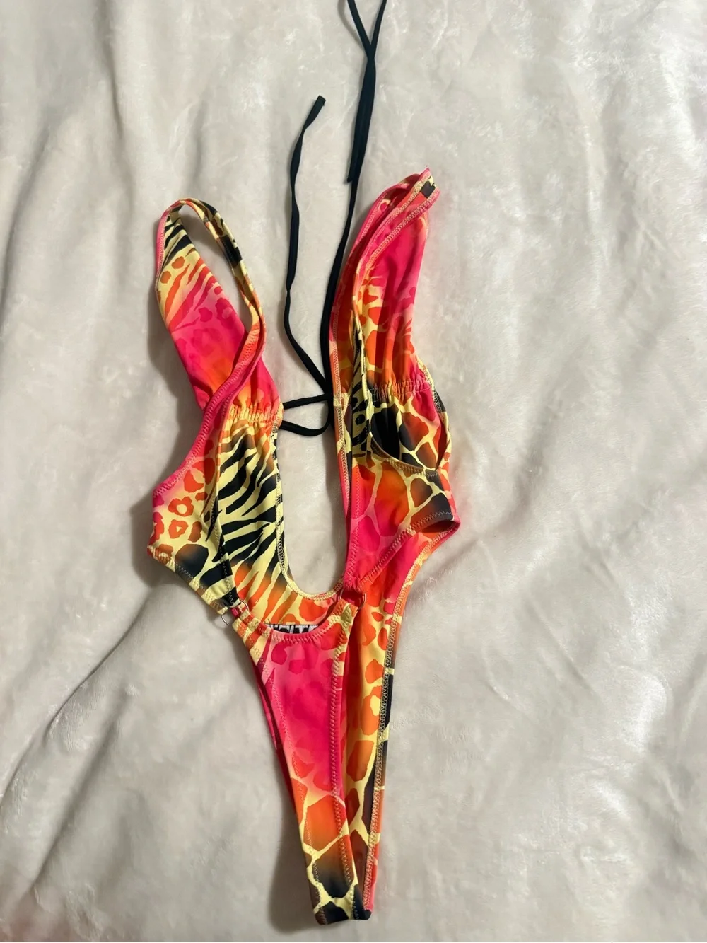 Womens IAMGIA Neon Animal-Print One-Piece Swimsuit - Pink/Orange